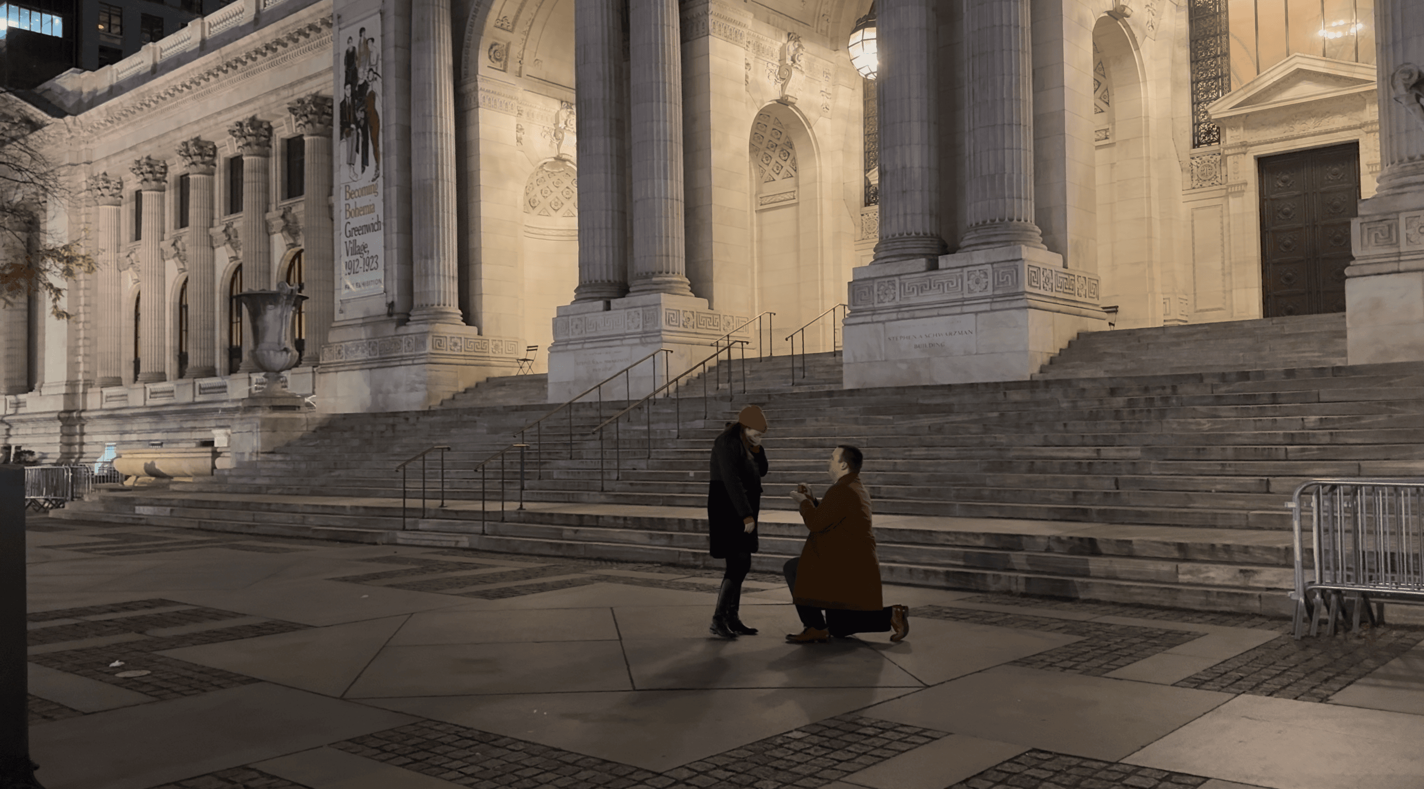 Photo of Charlotte and Ryan's engagement in New York City