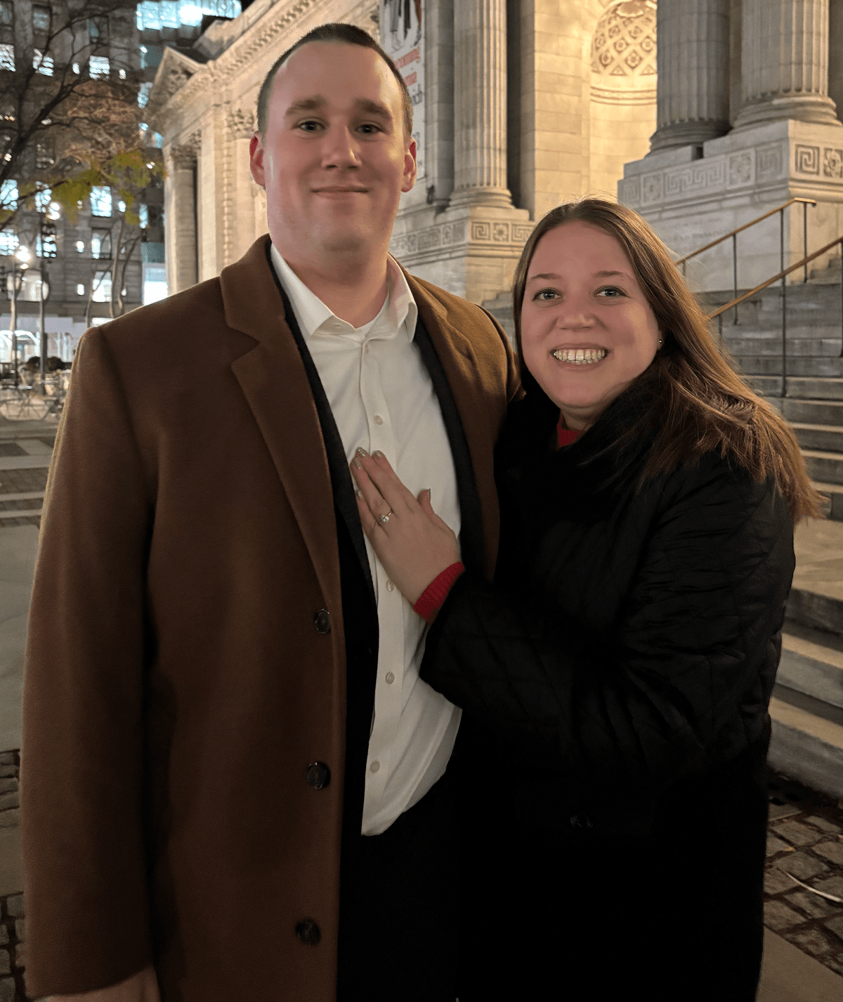 Photo of Charlotte and Ryan's engagement in New York City